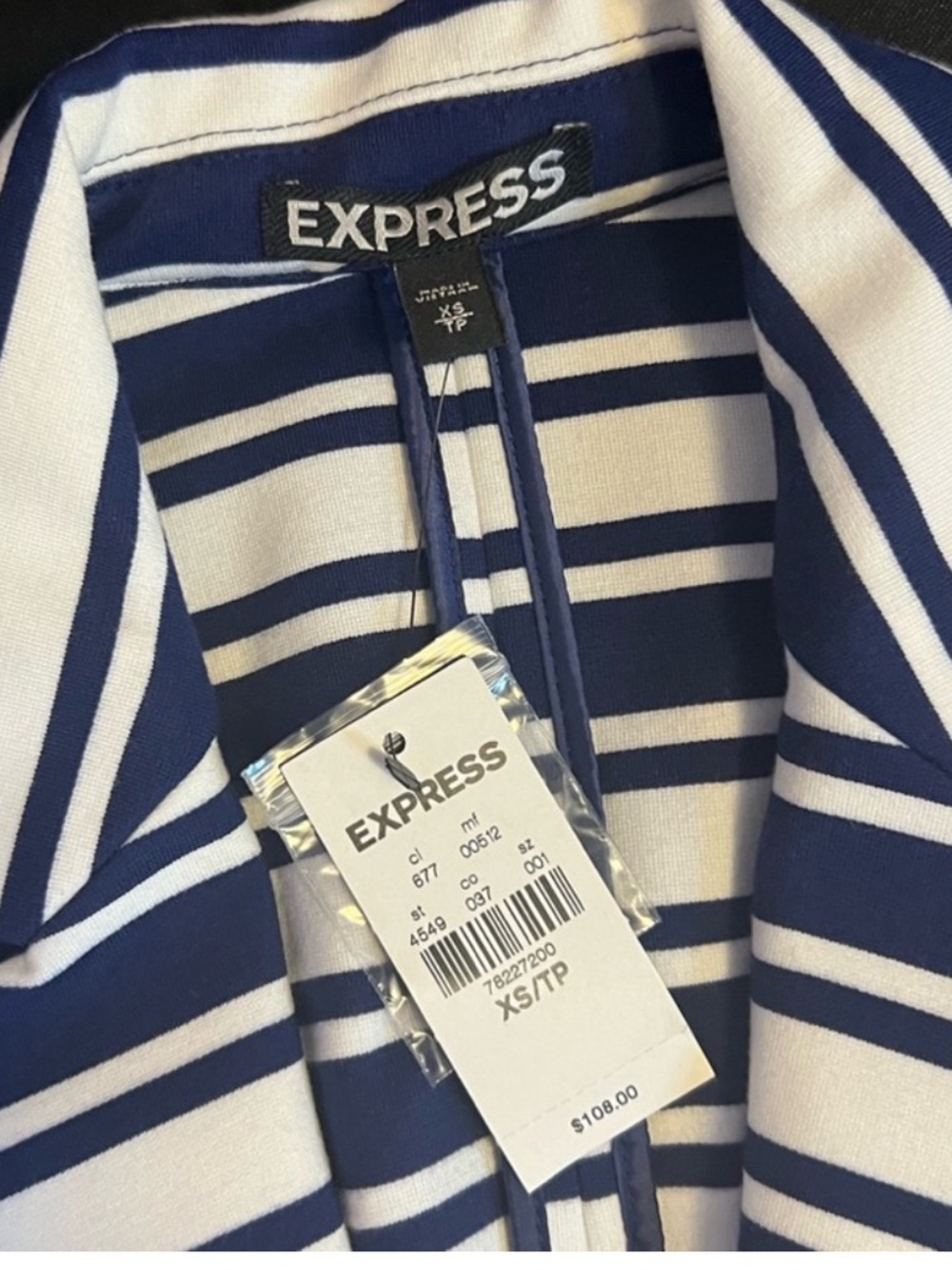 EXPRESS Navy & White Striped Blazer - Picture 3 of 4